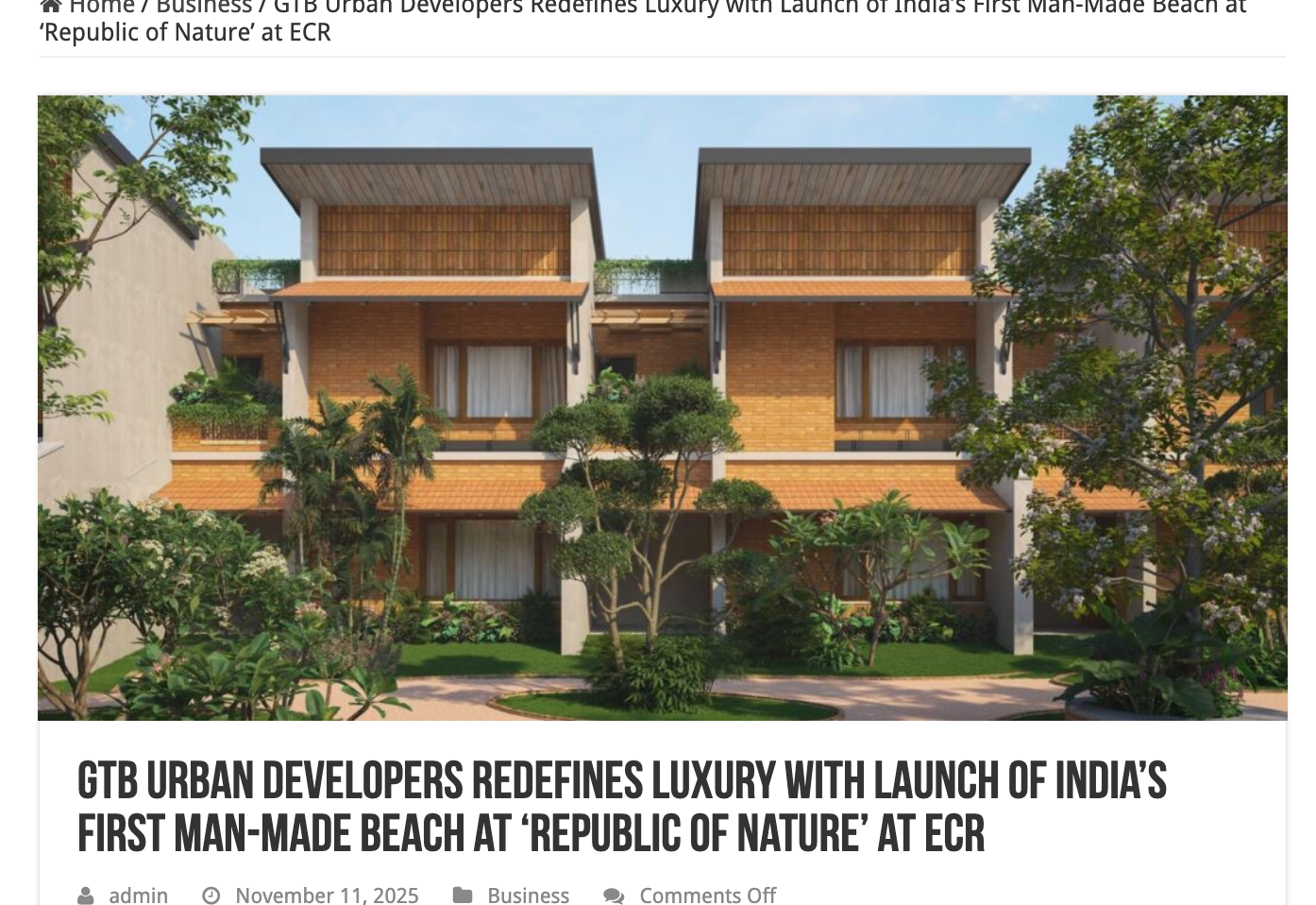 GTB Urban Developers Republic of Nature